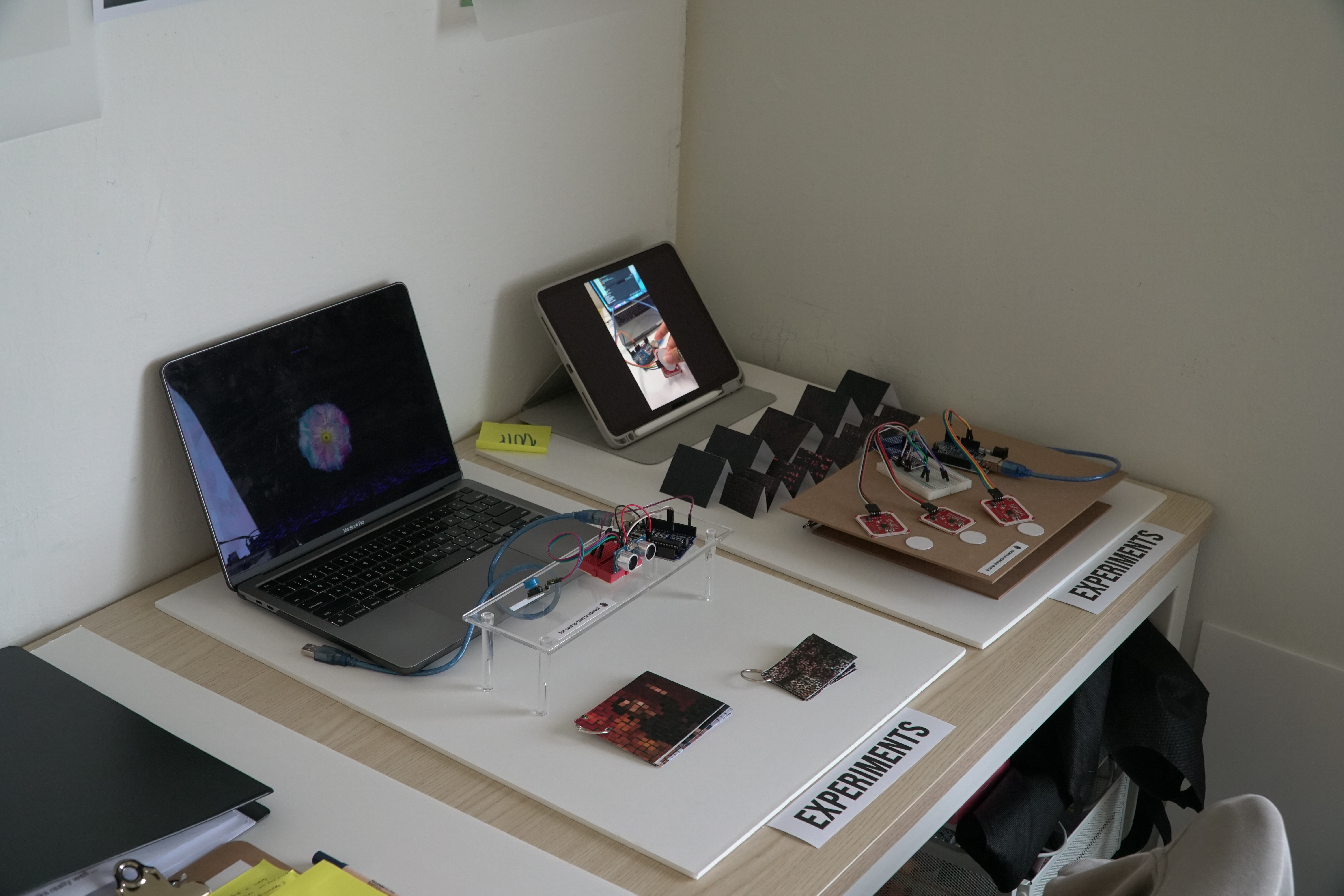 Final experiment showcase setup on the table