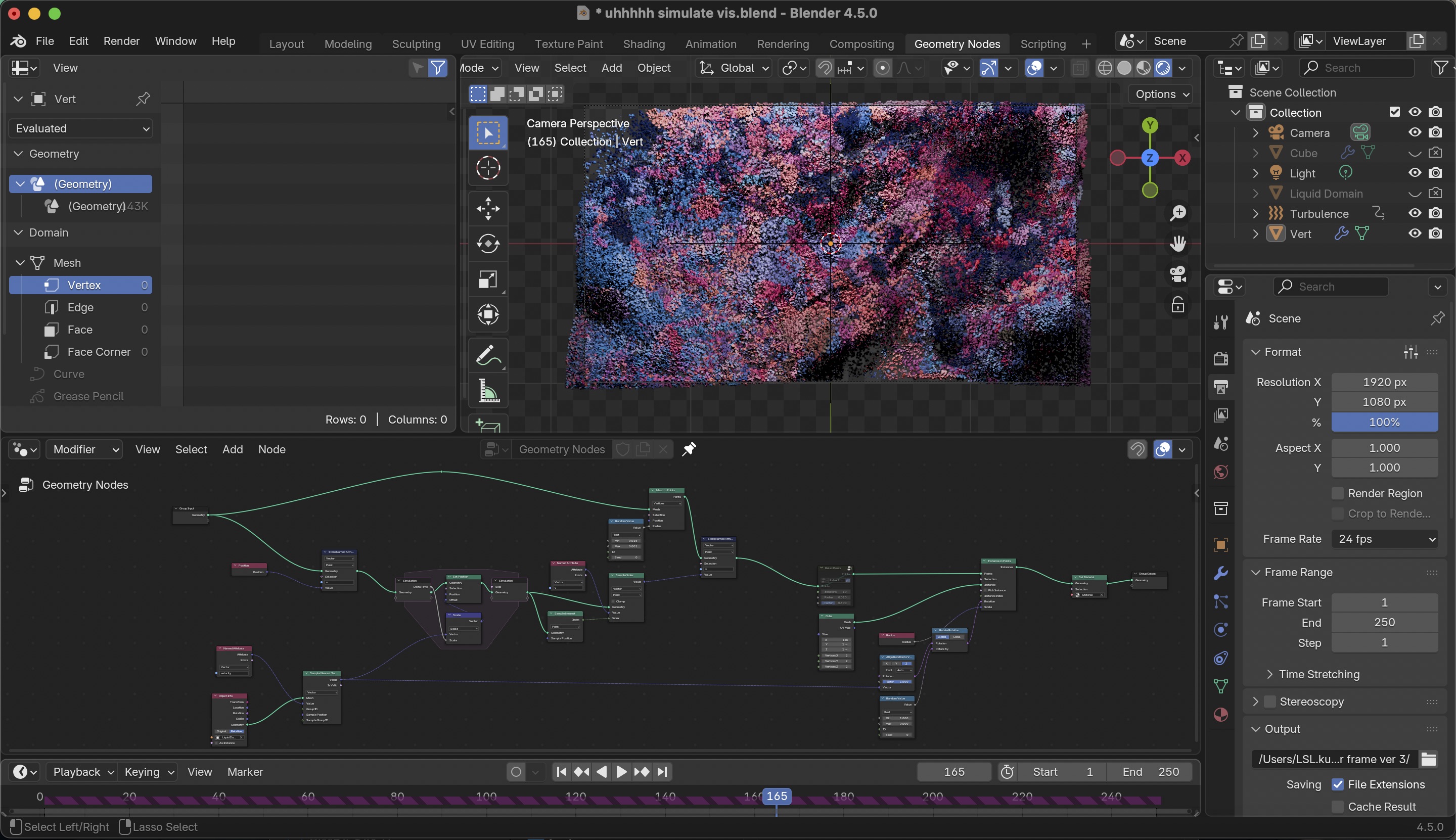 Blender EEVEE particle simulation screenshot