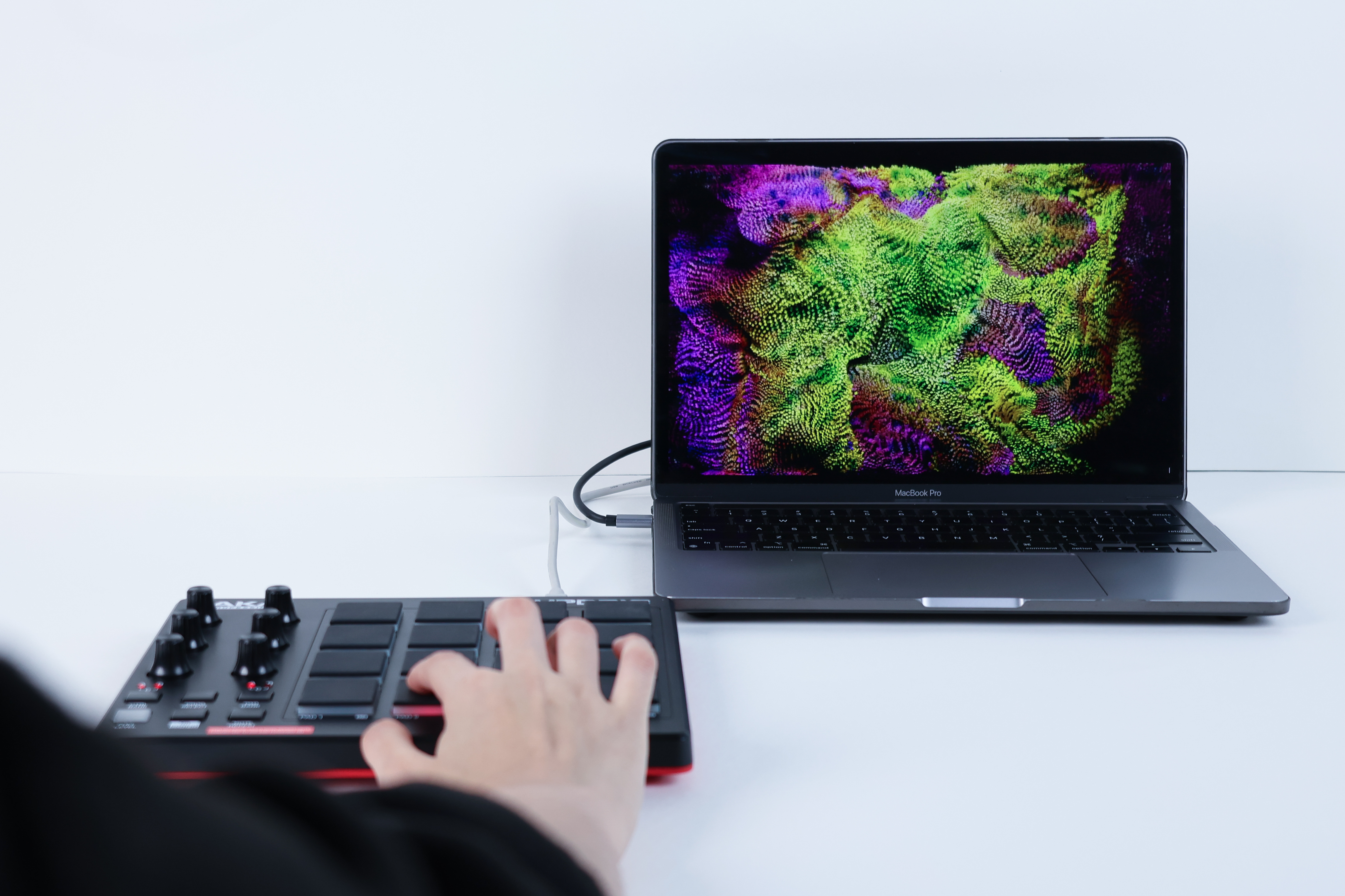 Close up of MIDI pad vs Traditional drum skin